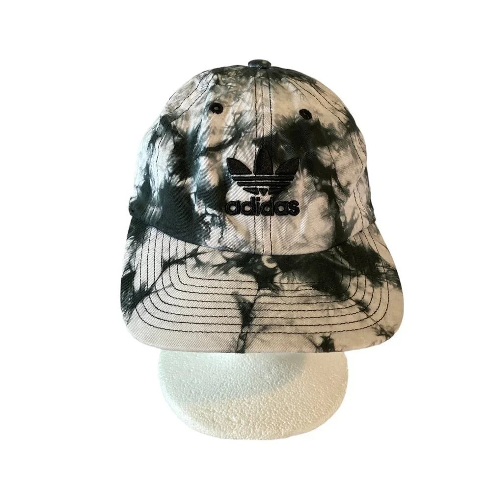 Adidas Black & White Tie Dye Cotton‎ Baseball Cap Hat Adjustable Back Strap